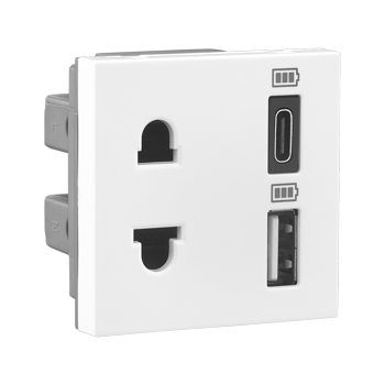 Allzy - Combi Twin USB 3100mA Euro US socket Type A & Type C  