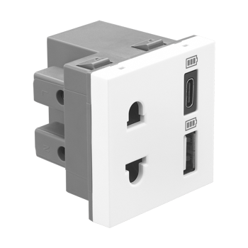 Allzy - Combi Twin USB 3100mA Euro US socket Type A & Type C  