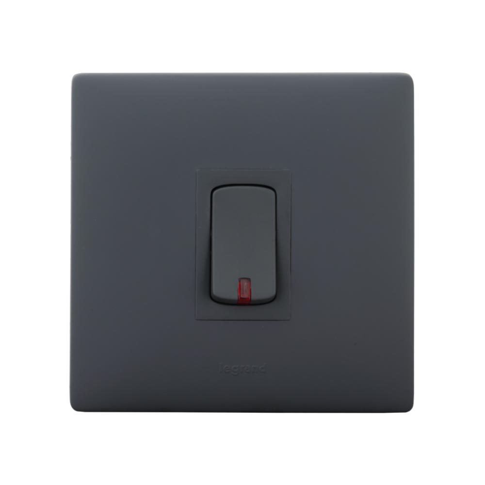 Mylinc 6 A one-way switch with indicator Grey