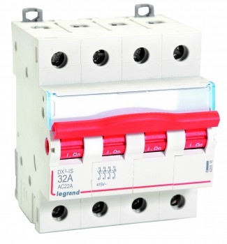 DX³ isolators - 4 pole 415 V~ Nominal rating 32(A)