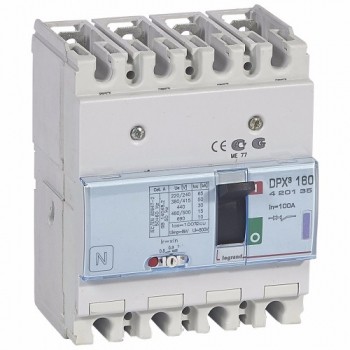 DPX³ 160 MCCB 4P Breaking capacity Icu 50 kA (400 V~) 100A