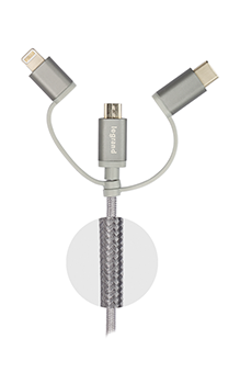 3-in-1 USB cable - allows to connect/charge/synchronize 3 types of devices with only one cable