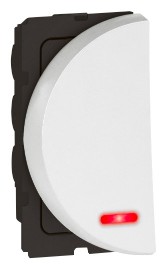 Arteor - 1-way switch with indicator left module Red LED supplied 6 AX - 230 V~ 1 module(White)