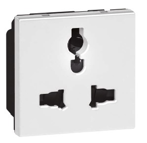 Arteor - Shuttered for child safety -6/10/13 A - 2/3 pin for 250 V AC 2 modules 45 x 45 mm(White)