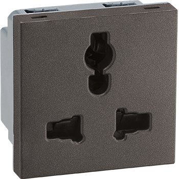 Myrius Multistandard Socket 6/10/13 A 2/3 Pin For 250 Vac 15 A For 127 V Type 2 Pin 2 Module