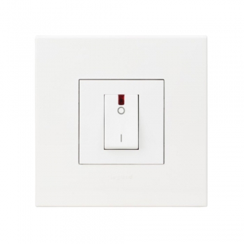 Arteor - 1-way double pole switch with indicator Red indicator supplied 32 A - 230 V~ 2 module(White)