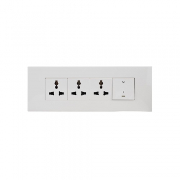 Arteor - Set of 3 multistandard sockets with one pre-wired 20 A,(White)