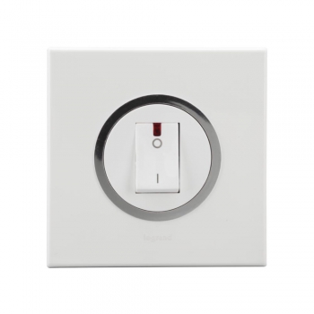 Arteor - Double pole switch with indicator 1-way Red indicator supplied 20 AX - 230 V~ 2 module(White)