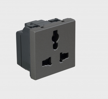 Arteor - Shuttered for child safety -6/10/13 A - 2/3 pin for 250 V AC 2 modules 45 x 45 mm(Magnesium)